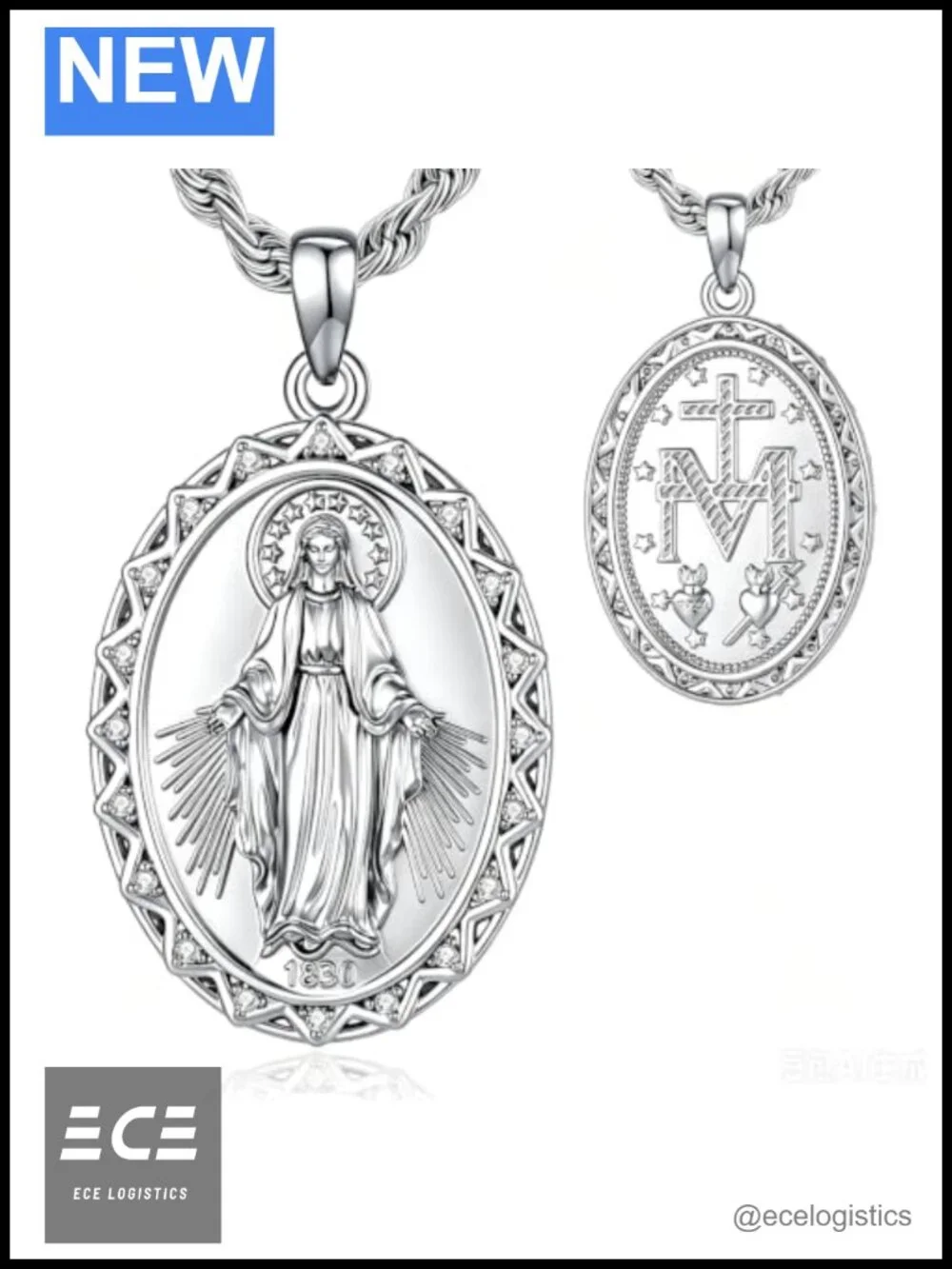 Miraculous Medal Necklace Virgin Mary Pendant Catholic Gift for Mom